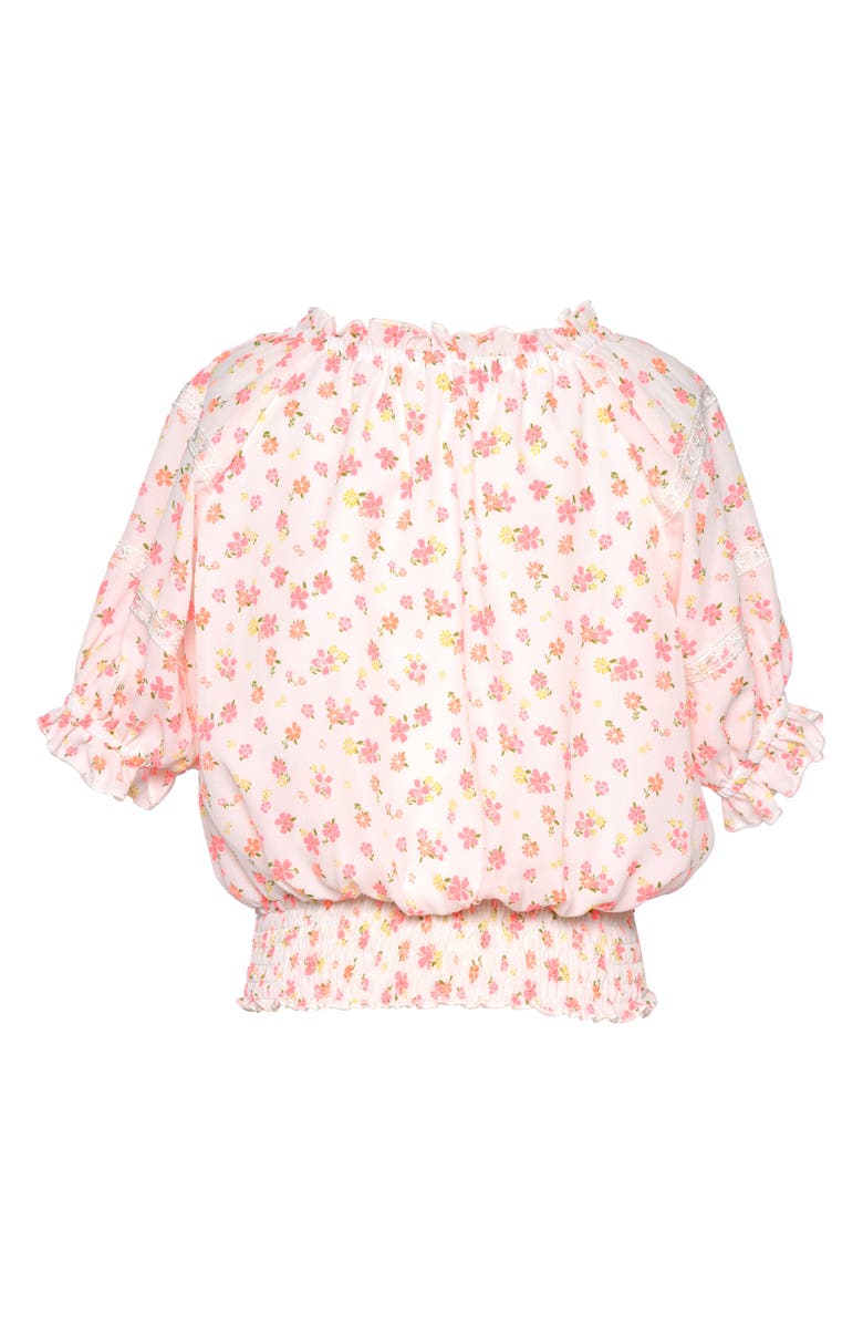 Hannah Banana Kids' Ruffle Sleeve Smock Top, Alternate, color, Ivory Multi