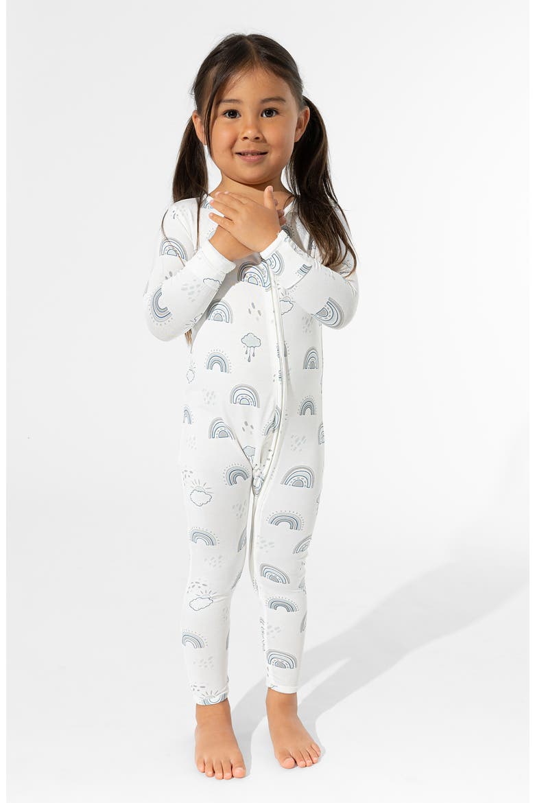 Baby Grey Rainbows Convertible Footie, Alternate, color, WHITE