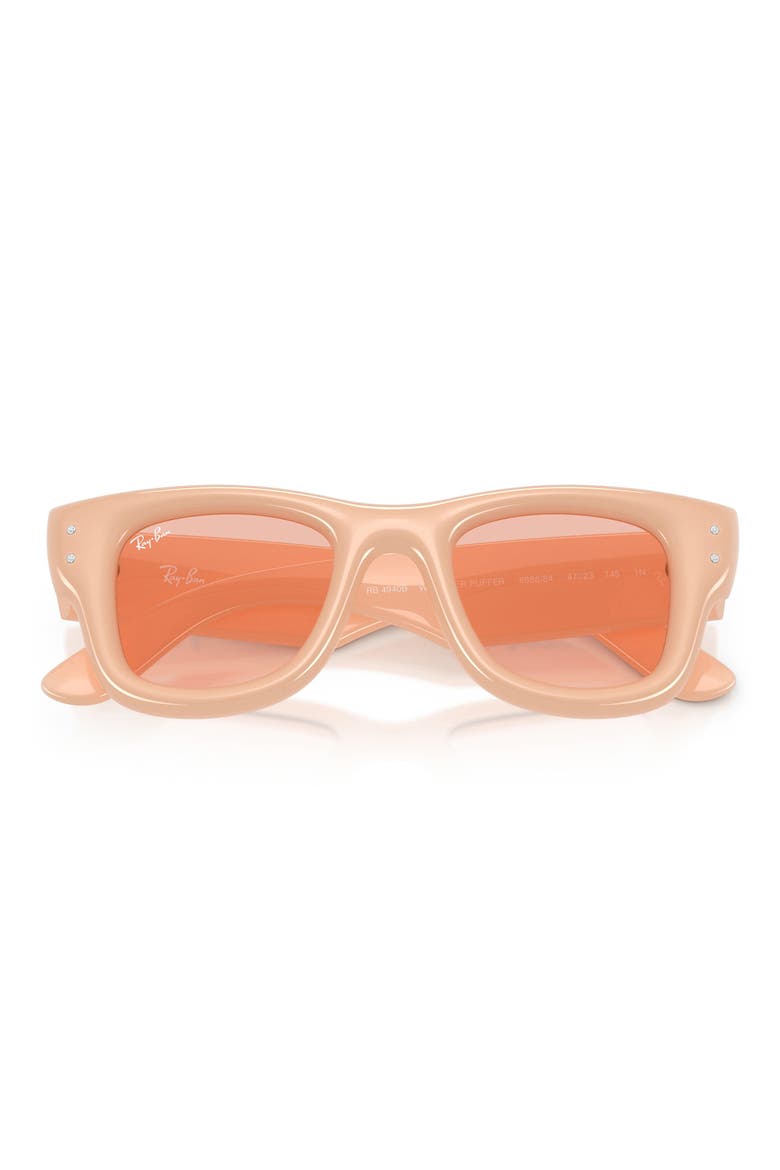 Wayfarer Puffer 47mm Small Square Sunglasses, Alternate, color, SOLID NUDE / DARK PINK