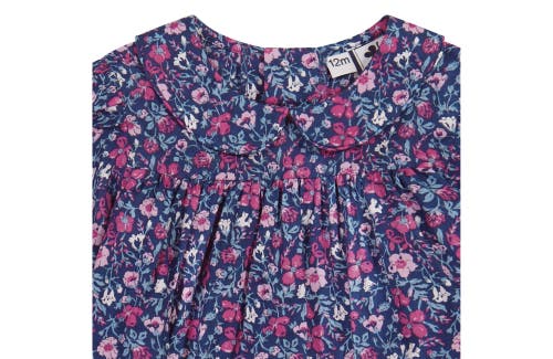 Busy Bees Ginny Girls Peter Pan Collar Dress In Pink Navy Floral