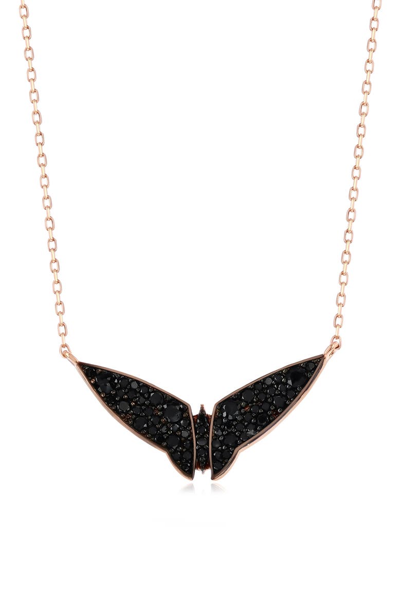 SUZY LEVIAN Black Cubic Zirconia Bat Pendant Necklace, Main, color, Black