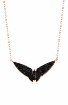 SUZY LEVIAN Black Cubic Zirconia Bat Pendant Necklace