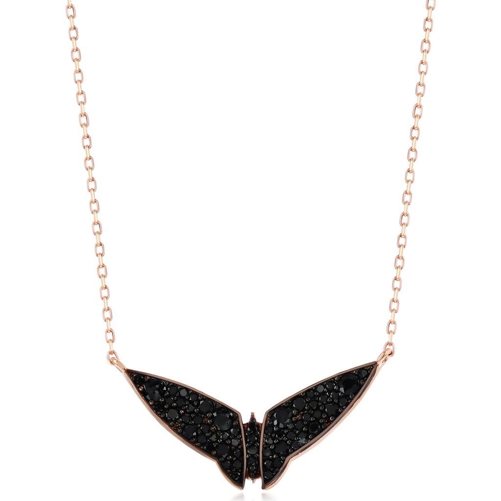 Suzy Levian Black Cubic Zirconia Bat Pendant Necklace