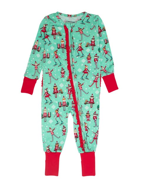 Girls SoftSnooze Holiday Convertible Ruffle One Piece Pajama
