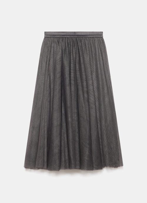 Mint Velvet Metallic Tulle Midi Skirt In Gray