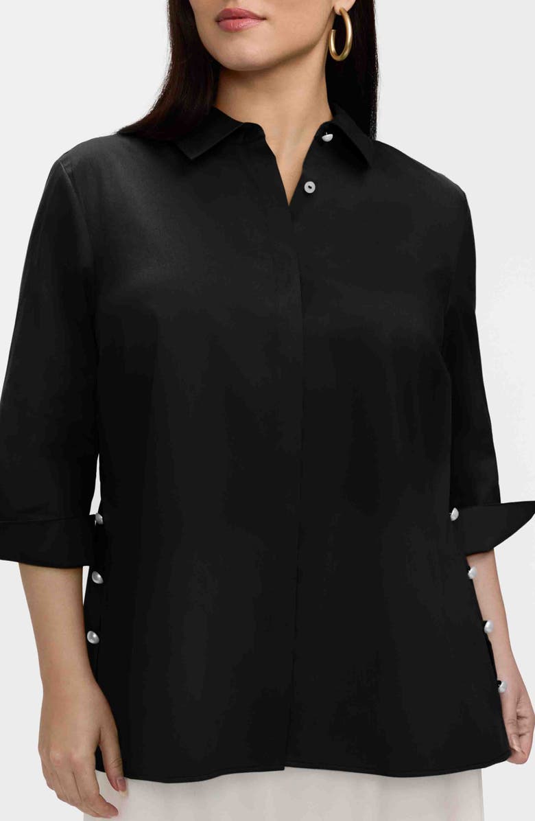 Foxcroft Beatrice Side Button Shirt, Main, color, Black