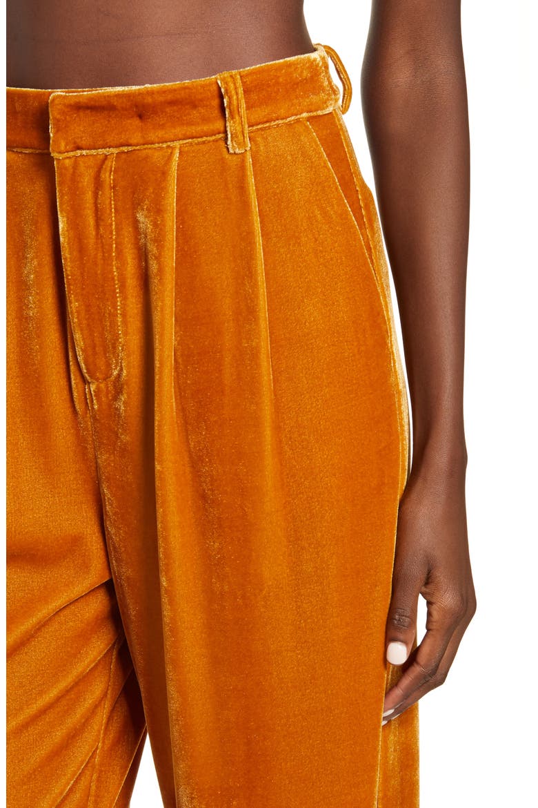 Velvet Wide Leg Pants, Alternate, color, YELLOW