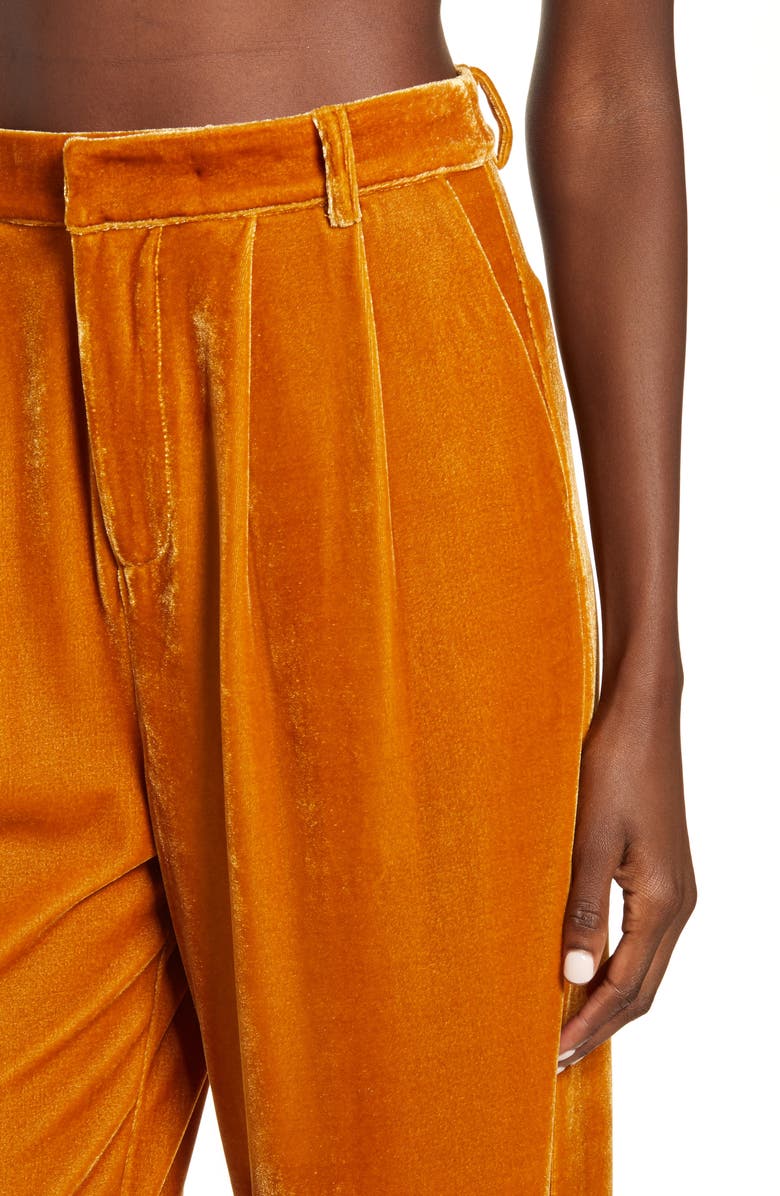 Endless Rose Velvet Wide Leg Pants, Alternate, color, Yellow