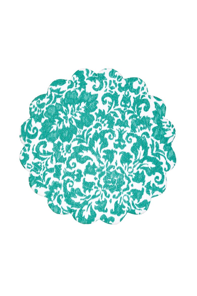 Madison Aqua Cotton Quilted Round Reversible Placemats Set of 6, 17", Alternate, color, Blue