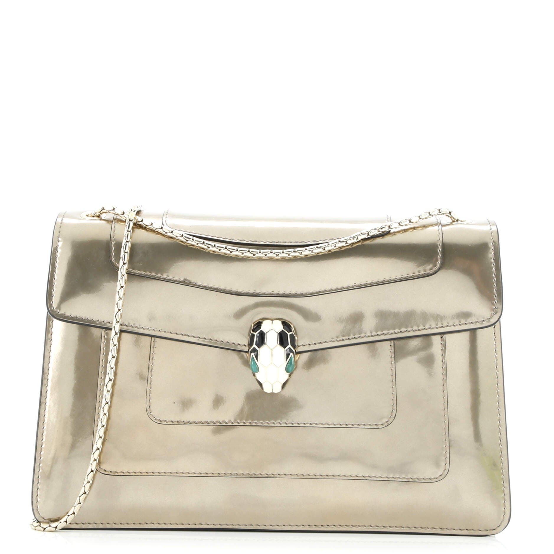 Serpenti Forever Shoulder Bag Patent Medium, Main, color, Metallic Gold