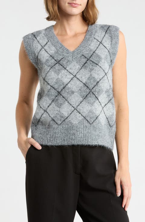 V-Neck Argyle Vest