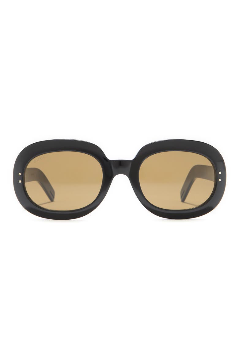 56mm Oval Frame Sunglasses, Main, color, BLACK BLACK BROWN