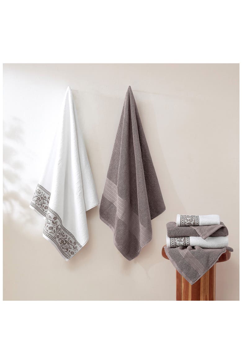 Jacquard 6-Piece Towel Set, Alternate, color, TAUPE