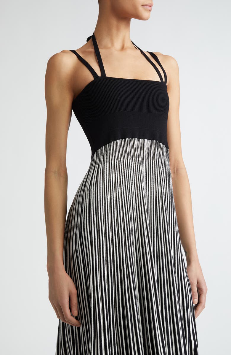 Maria McManus Crema Stripe Double Strap Halter Sweater Dress, Alternate, color,