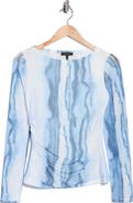 rag & bone Ruched Mesh Long Sleeve Top