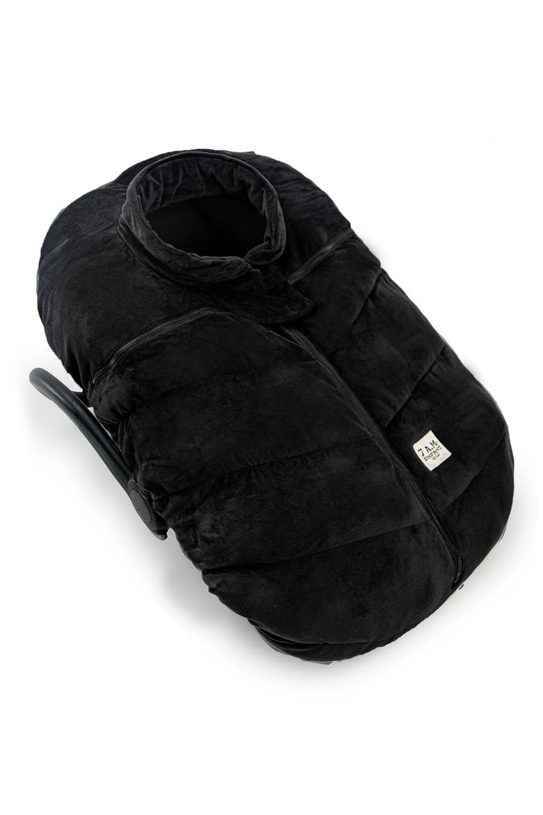 7 A.M. Faux Shearling Trim Car Seat Cocoon, Alternate, color, BLACK