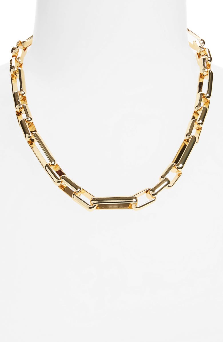 Kenneth Jay Lane Rectangle Link Chain Necklace, Alternate, color, Gold