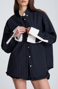 Kenneth Cole Pinstriped Cotton Button-Up Shirt