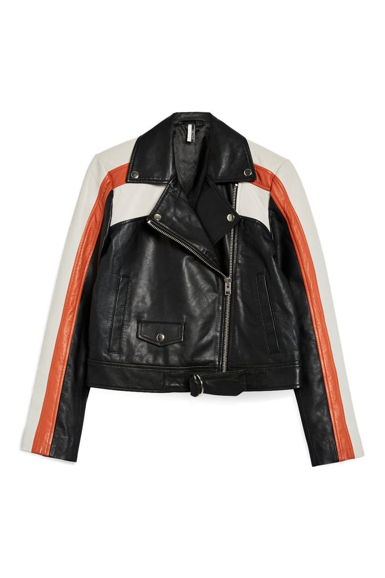 Ezra Motorcross Leather Biker Jacket, Alternate, color, BLACK MULTI
