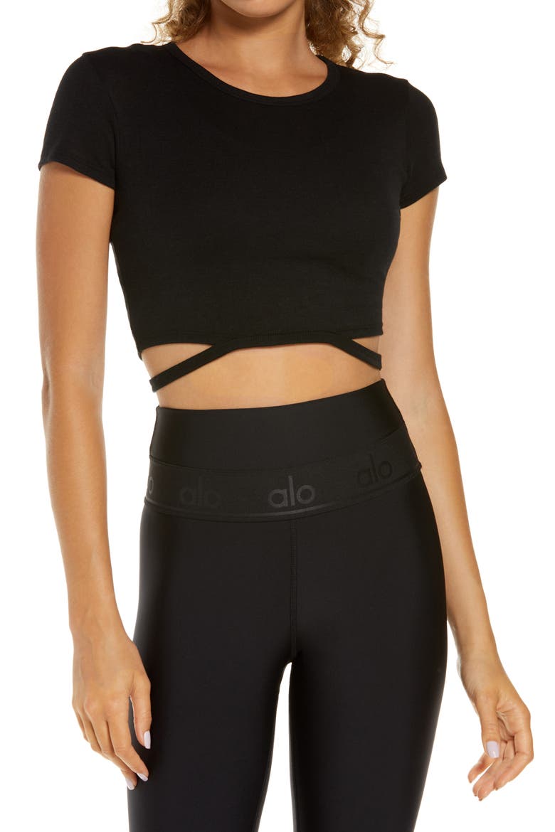 Halo Crop T-Shirt, Main, color, BLACK