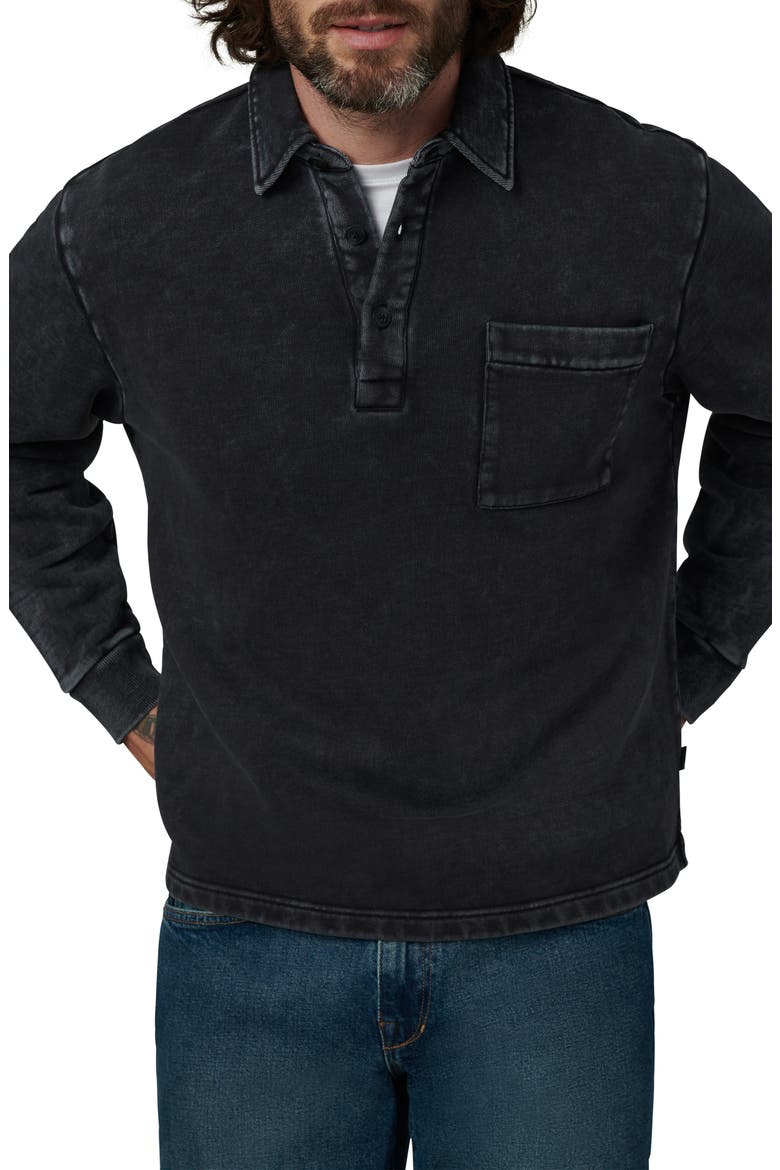 Cotton Polo Sweatshirt, Main, color, WASHED BLACK