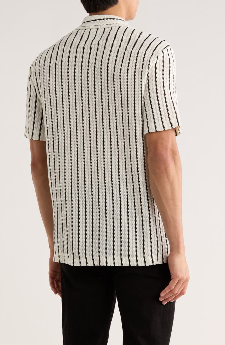 DENIM AND FLOWER White with Black Stripes Camp Shirt, Alternate, color, White