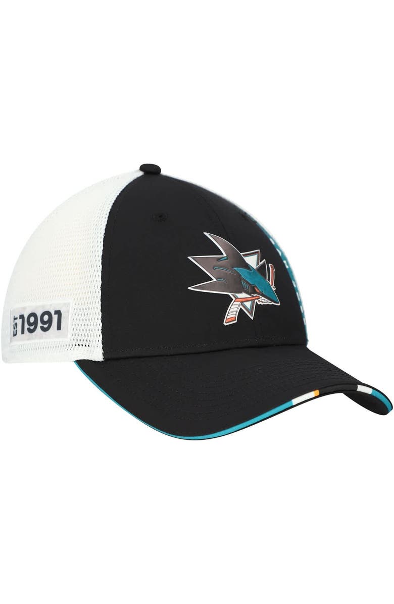 FANATICS Men's Fanatics  Black San Jose Sharks Authentic Pro Draft Adjustable Trucker Hat, Main, color, 