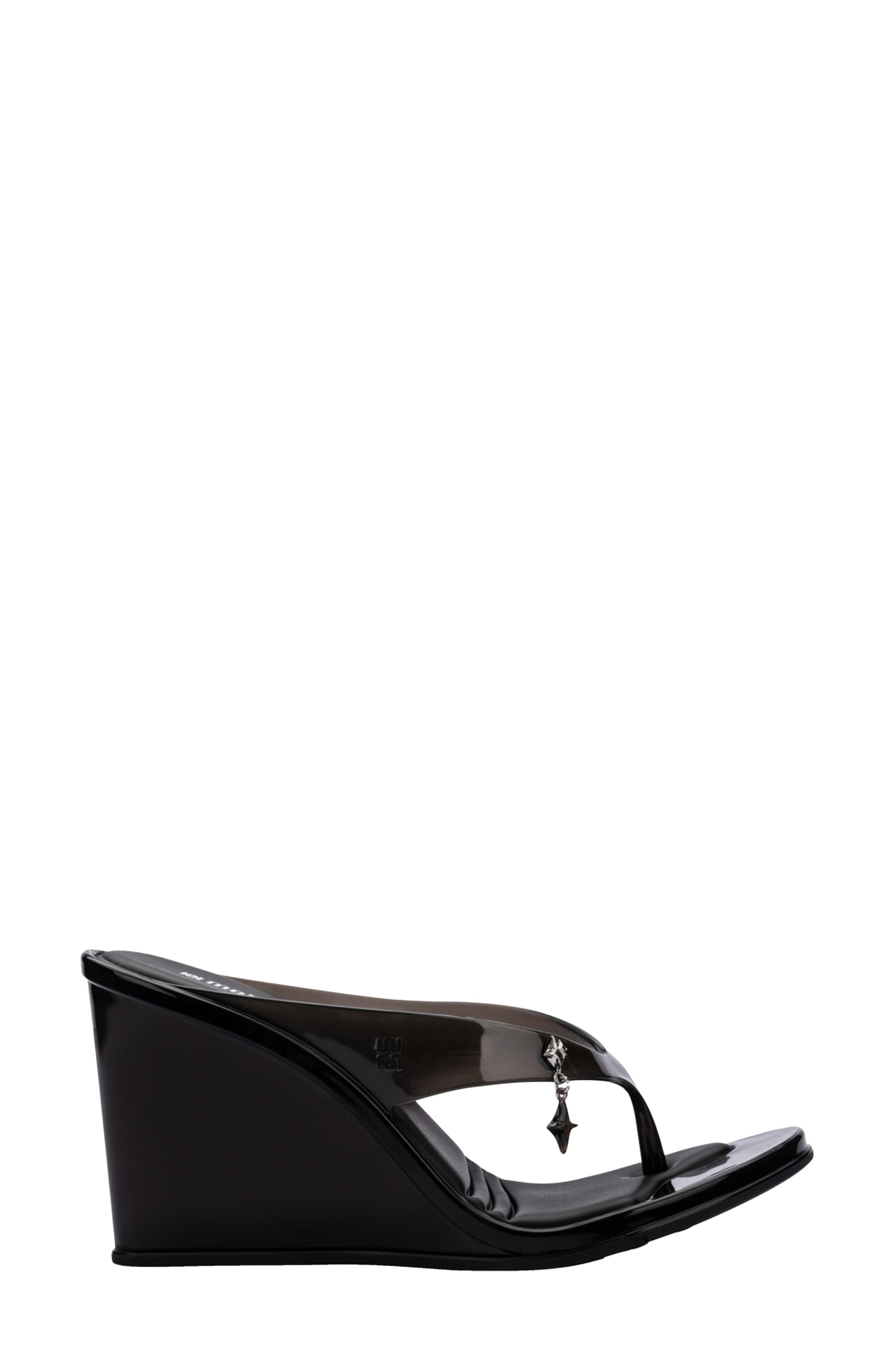 Nabeela Wedge Flip Flop, Alternate, color, CLEAR BLACK