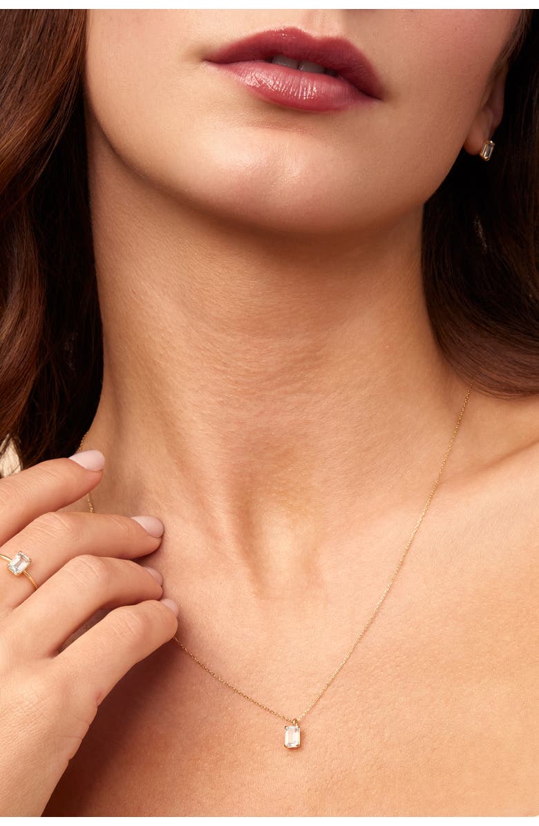 Oradina 14K Gold Date Me Birthstone Pendant Charm, Alternate, color, White Topaz - April