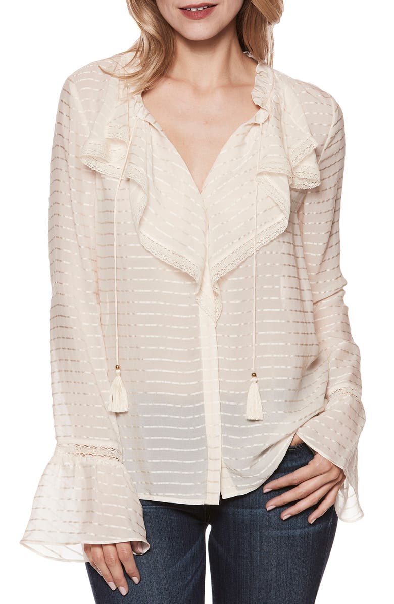 PAIGE Silvette Ruffle Silk Blouse, Main, color,