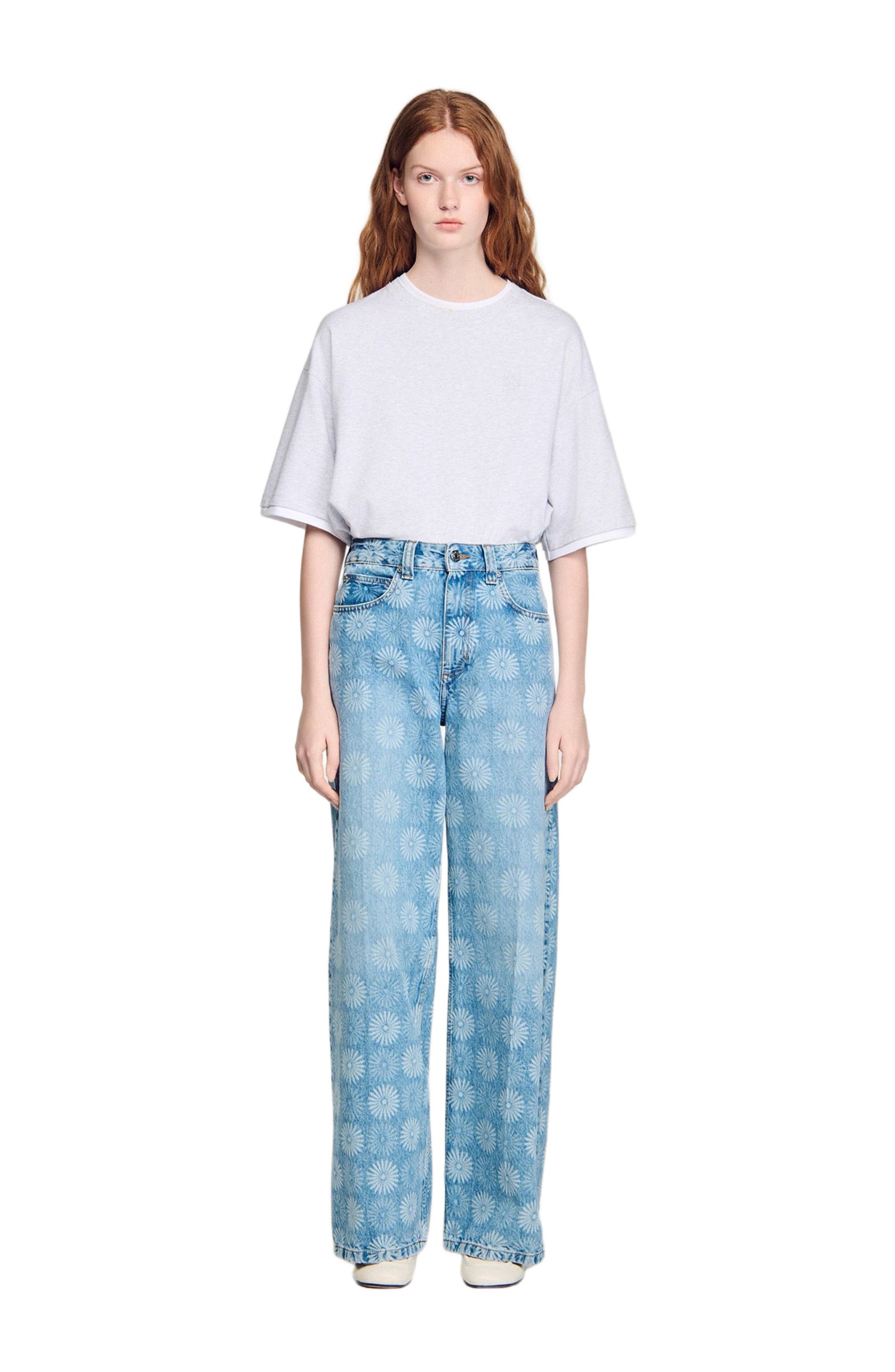 Wide-leg floral print jeans - image 2