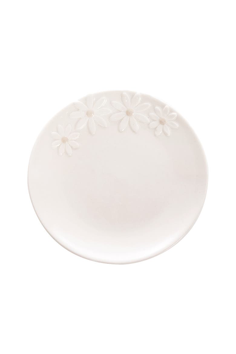 Daisy White Ceramic Small Dish Plate 5.5", Main, color, Beige