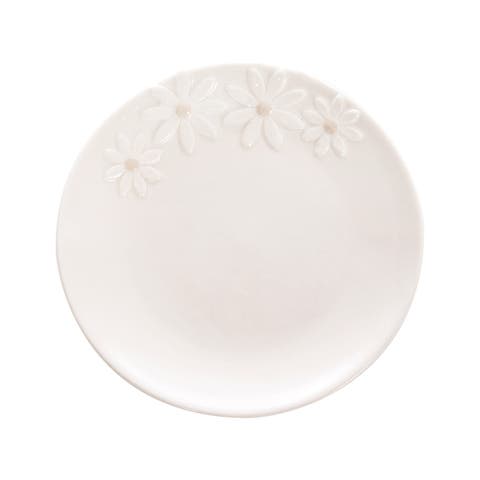 Daisy White Ceramic Small Dish Plate 5.5"