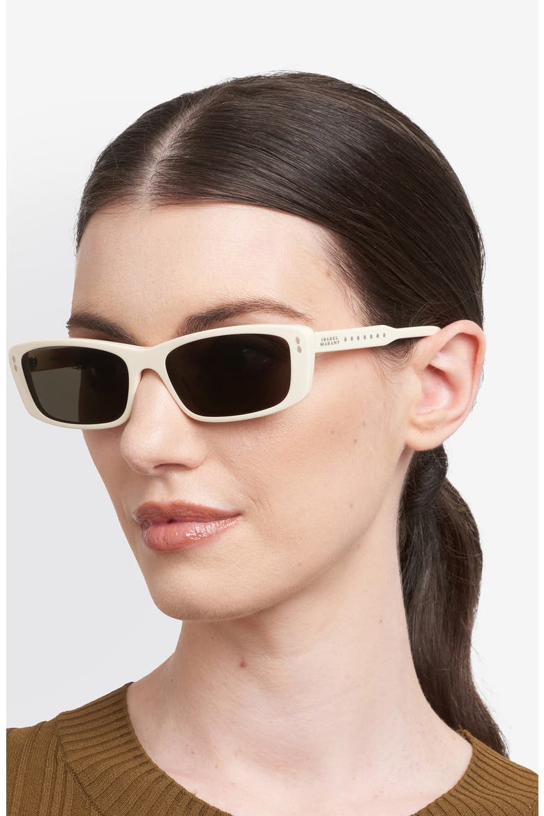 57mm Rectangular Sunglasses, Alternate, color, BEIGE/ GREY