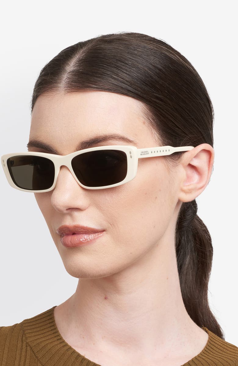 Isabel Marant 57mm Rectangular Sunglasses, Alternate, color, Beige/ Grey