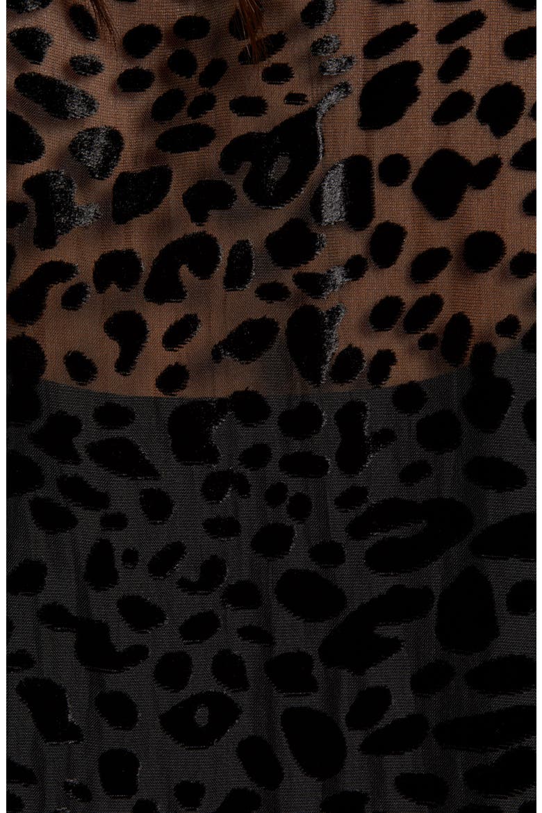 Lorenza Burnout Velvet Leopard Pattern Long Jacket, Alternate, color, BLACK