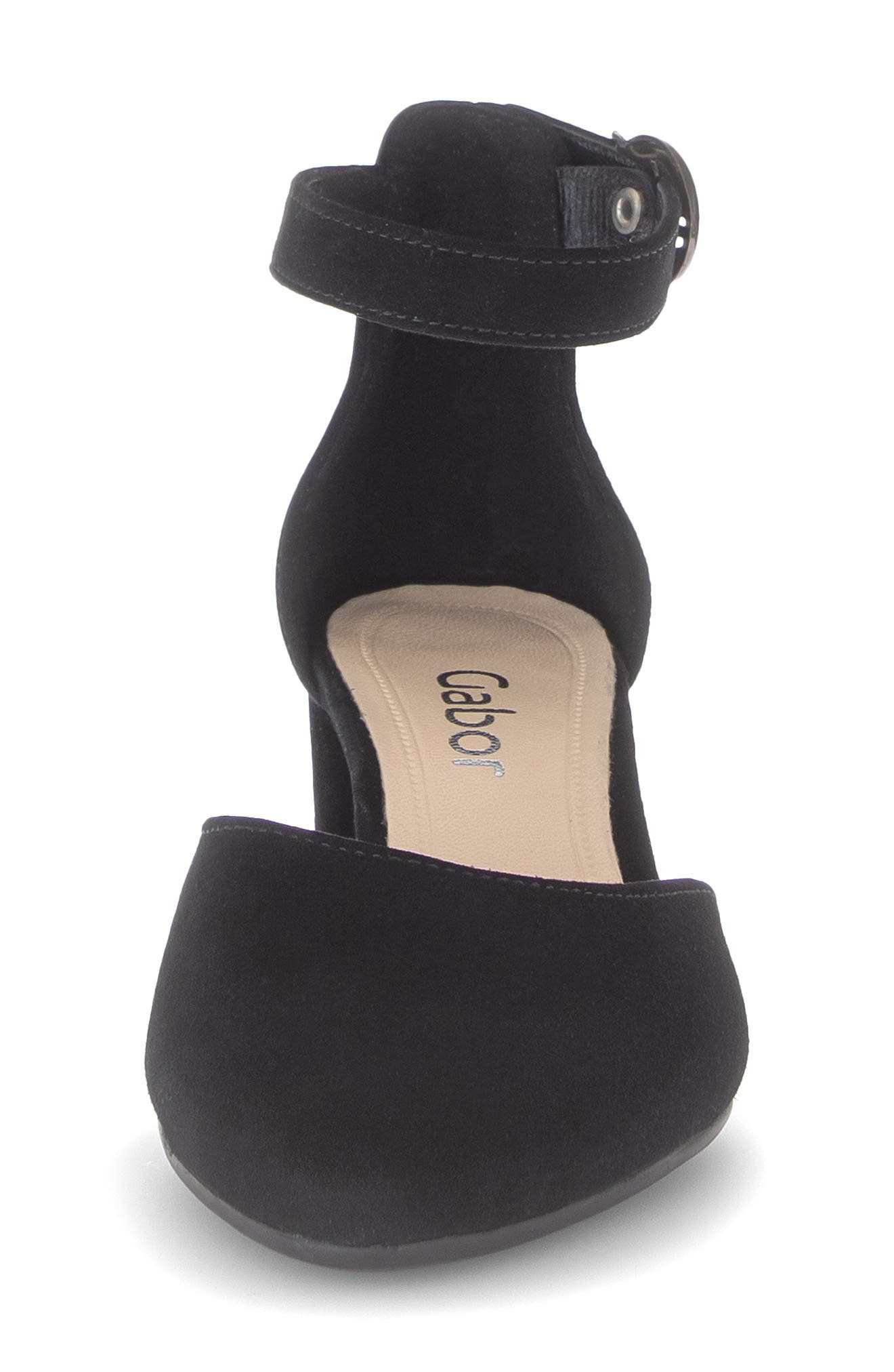 Gabor Ankle Strap Almond Toe Pump, Alternate, color, Black