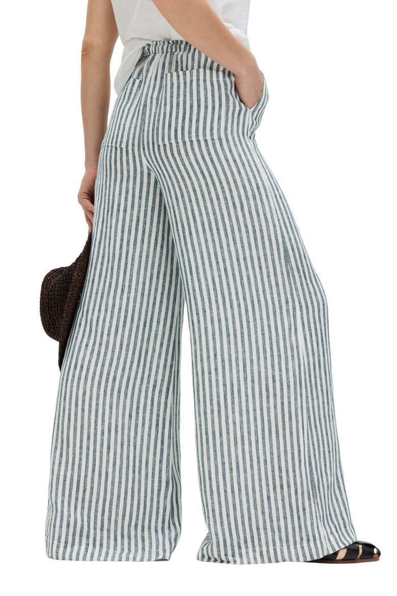 Linen Palazzo Pants, Alternate, color, BLACK/ MULTI