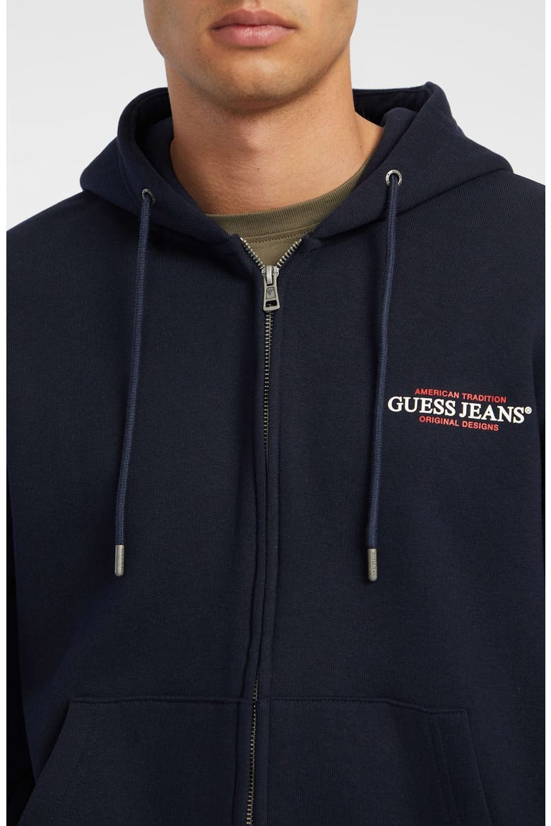 Regular Fit Embroidered Logo Zip Hoodie, Alternate, color, NAVY