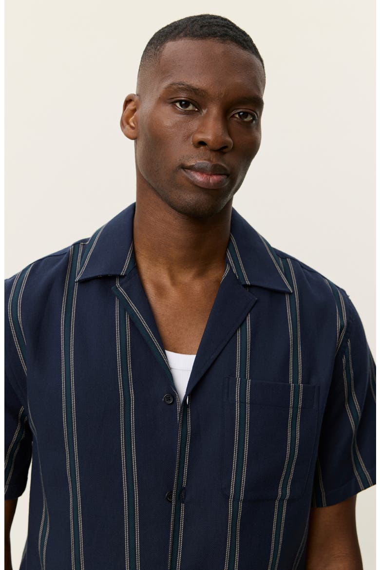 Lawson Stripe Camp Shirt, Alternate, color, DARK NAVY