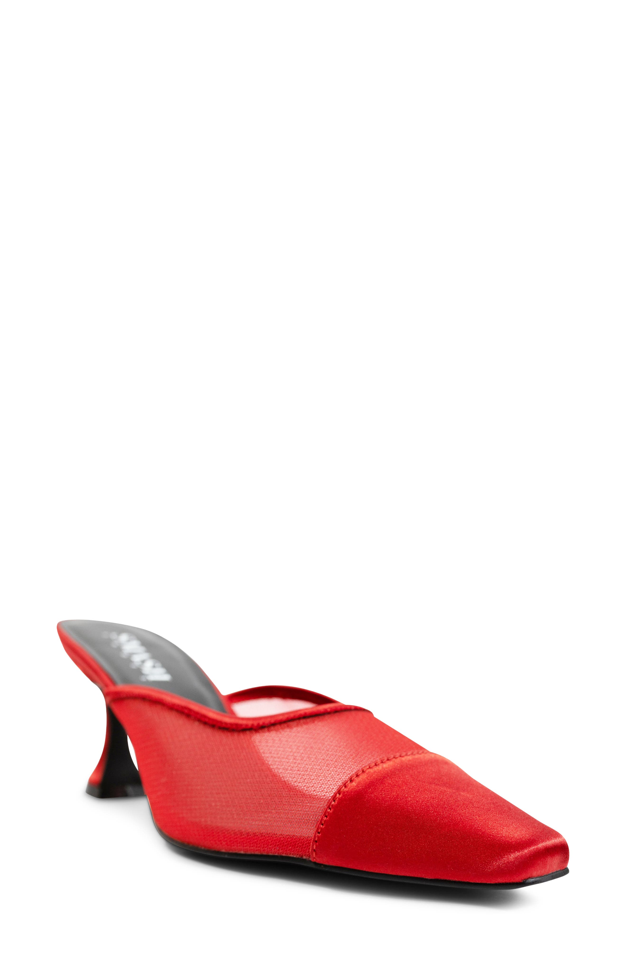 Ella Pointed Toe Mesh Mule, Main, color, RED
