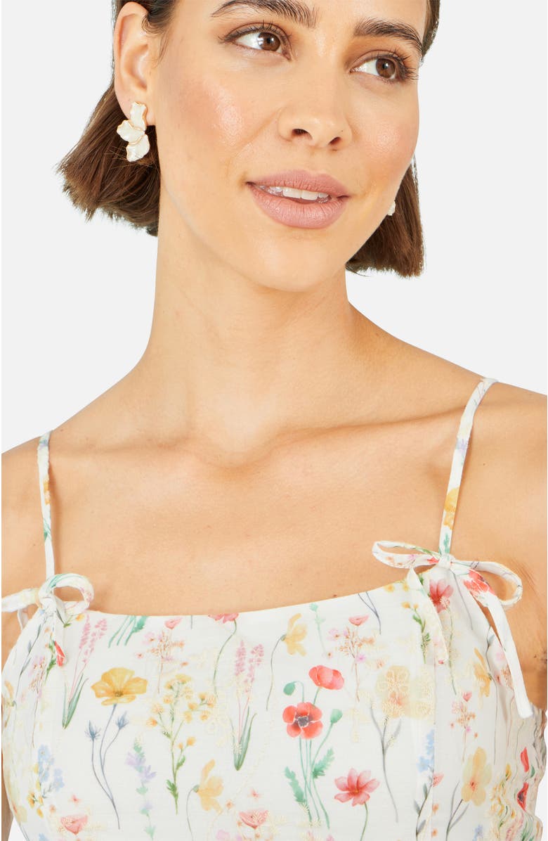 Yumi Botanical Embroidery Midi  Dress, Alternate, color, White