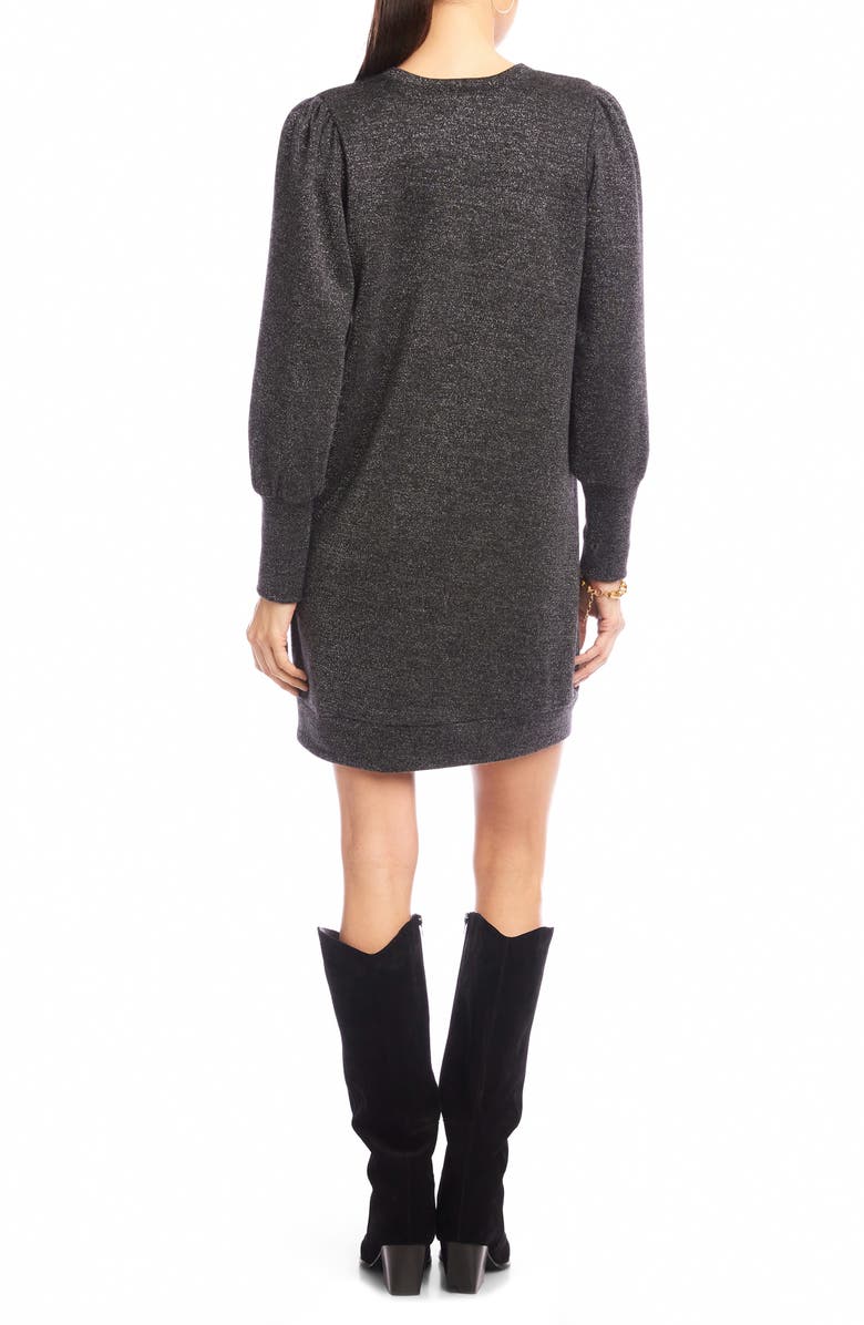 Karen Kane Sparkle Long Sleeve Minidress, Alternate, color, Black Silver