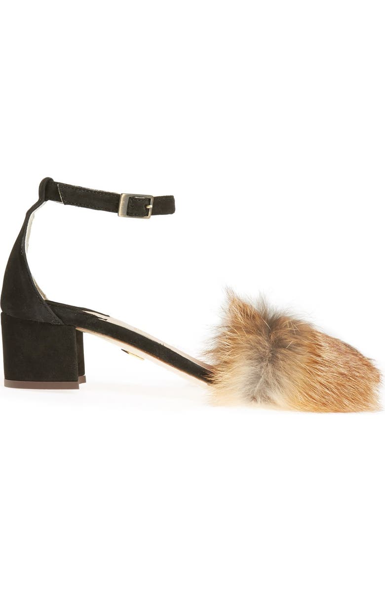 Brother Vellies 'Dhara' Genuine Fox Fur Ankle Strap Sandal, Alternate, color,