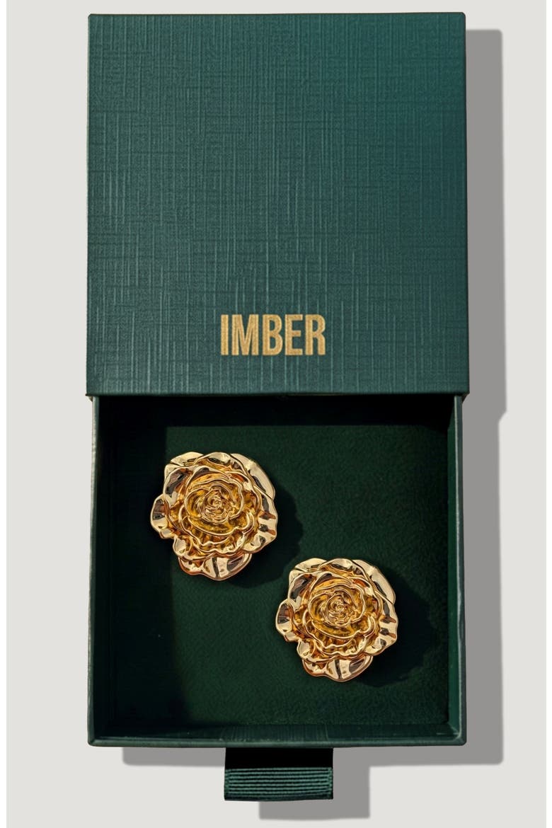 Rose Statement Stud Earrings, Main, color, GOLD