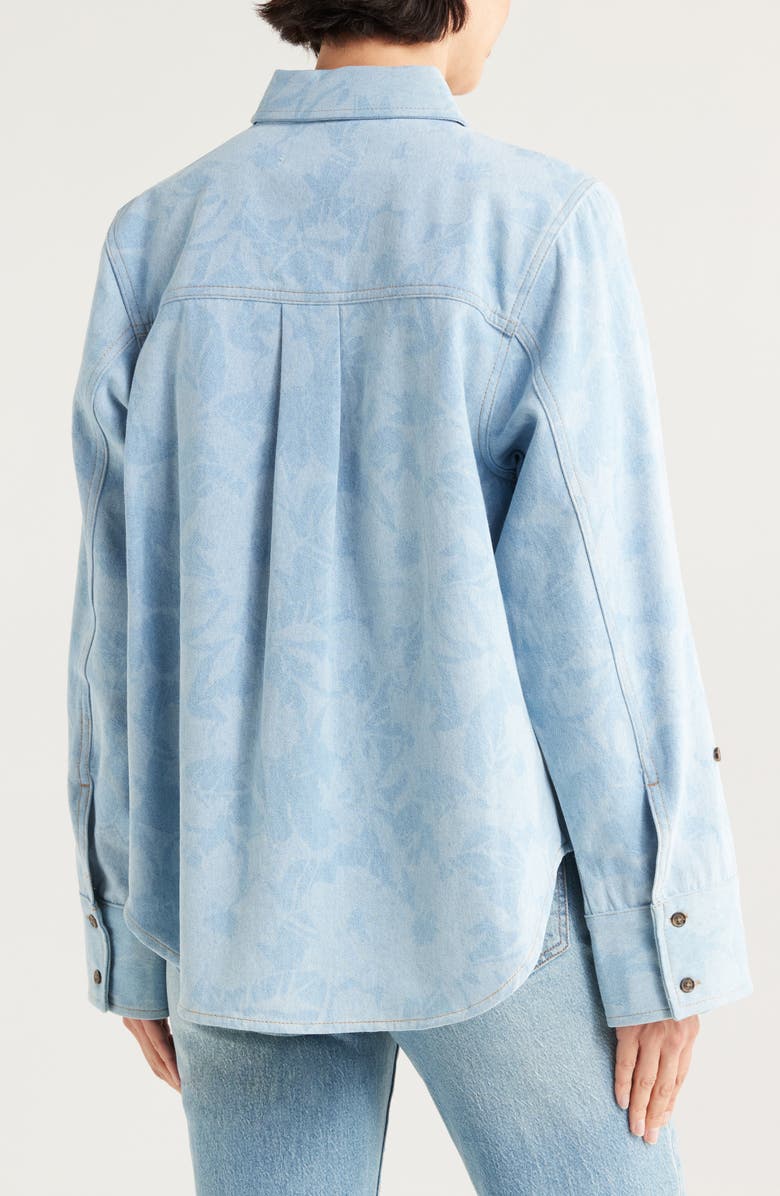 Derek Lam 10 Crosby Wesley Floral Denim Western Button-Up Shirt, Alternate, color, 