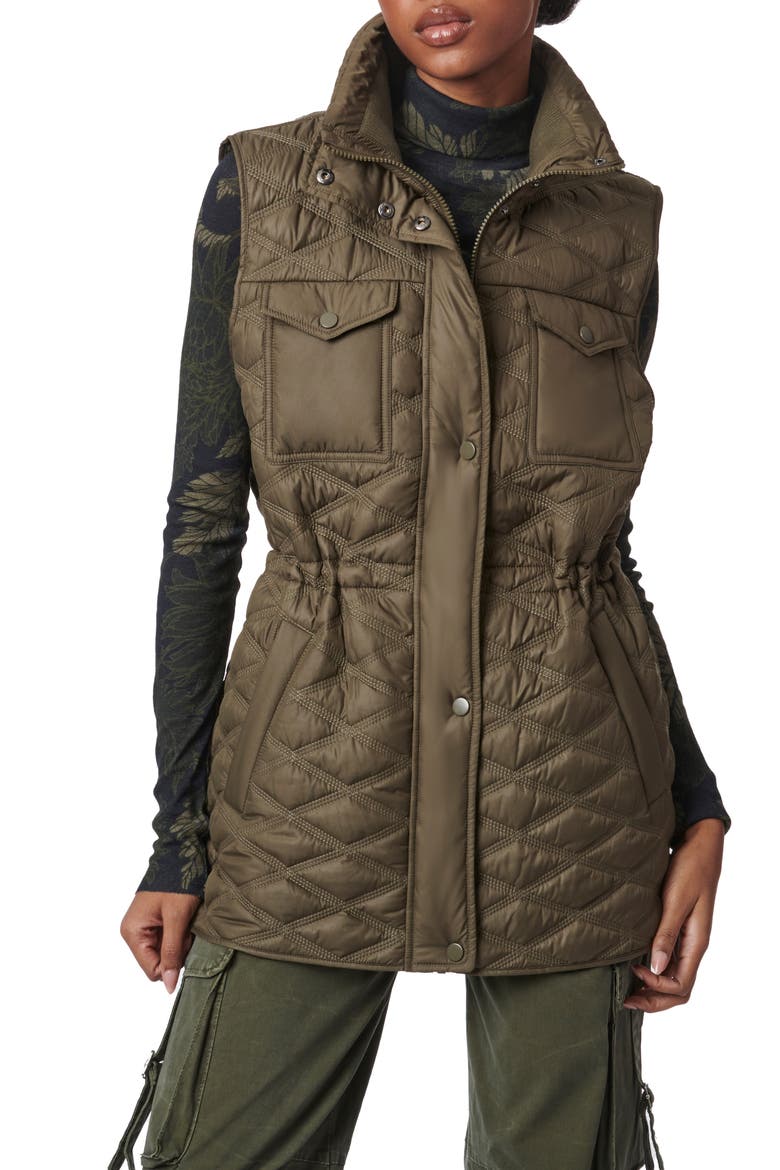 Diamond Quilted Vest, Main, color, OLIVE