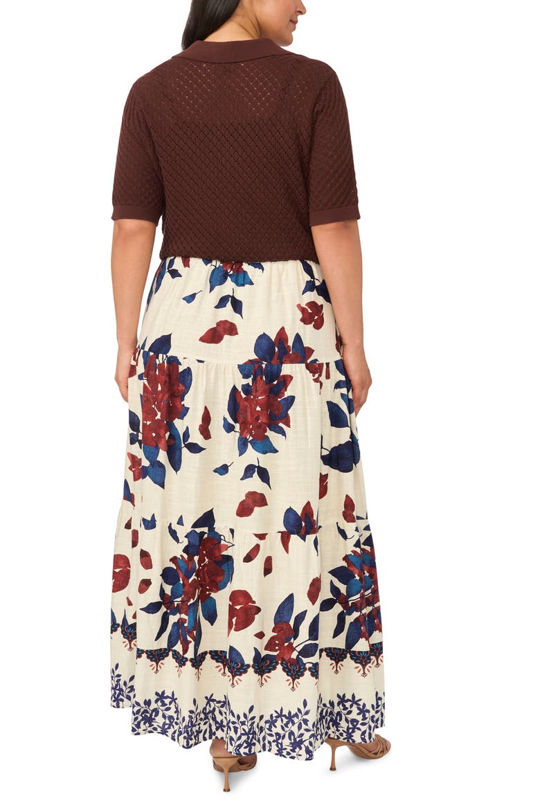 Tiered Midi Skirt, Alternate, color, RUM RAISIN