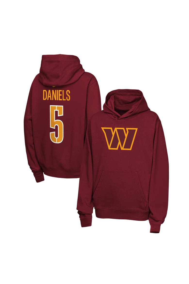 Youth Nike Jayden Daniels Burgundy Washington Commanders Name & Number Club Fleece Hoodie, Main, color, Burgundy