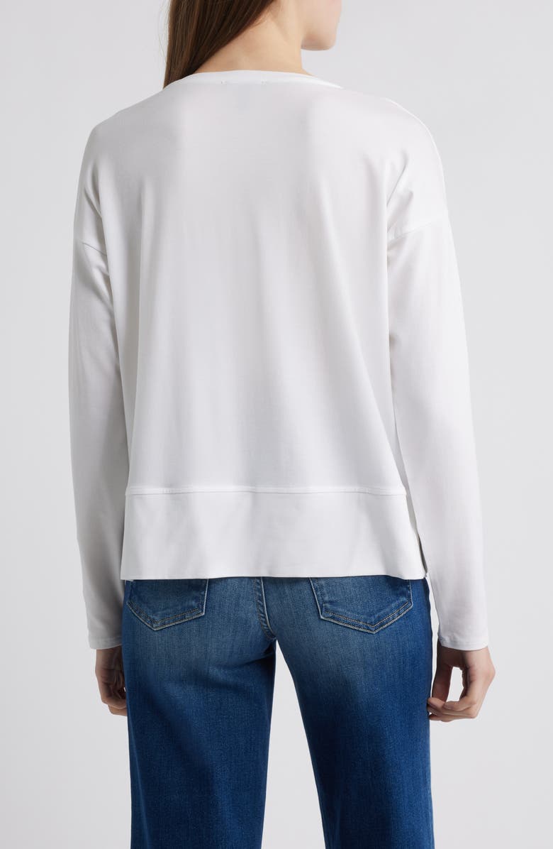 Eileen Fisher V-Neck Long Sleeve Box T-Shirt, Alternate, color, White